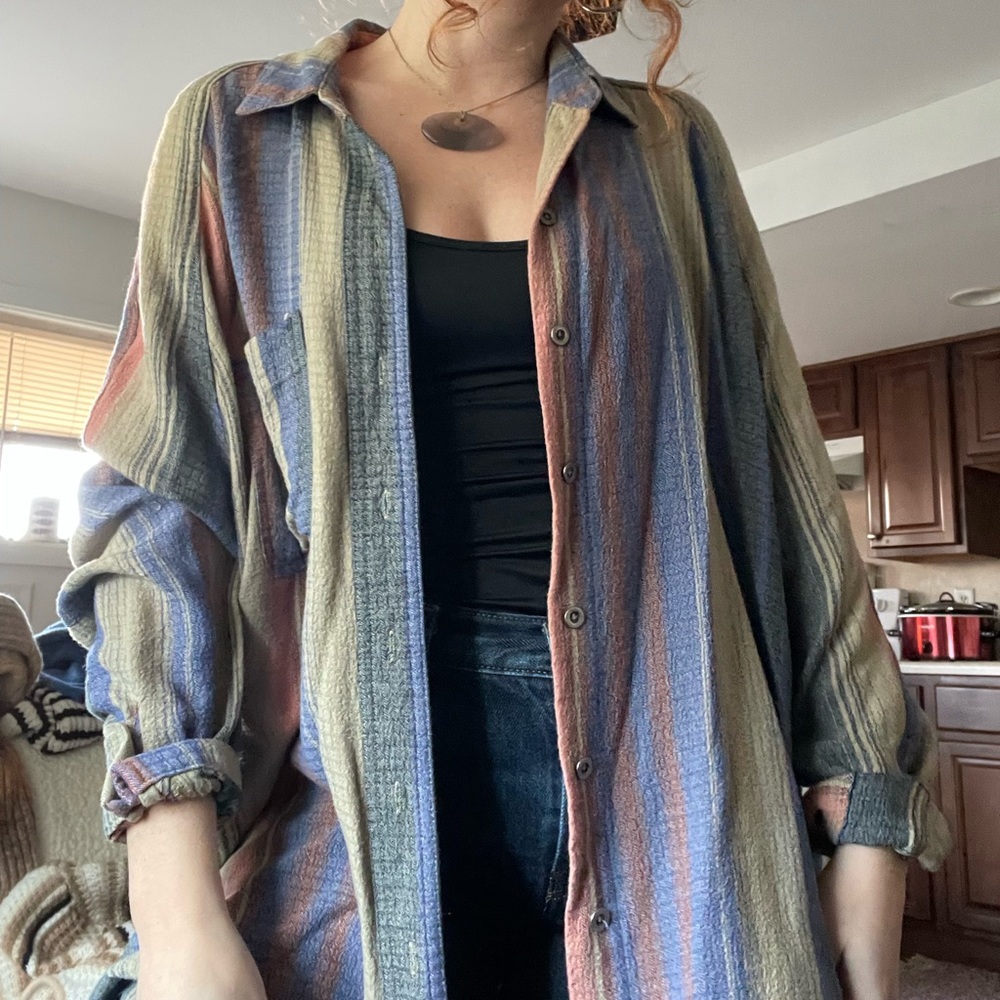 Striped oversized button down